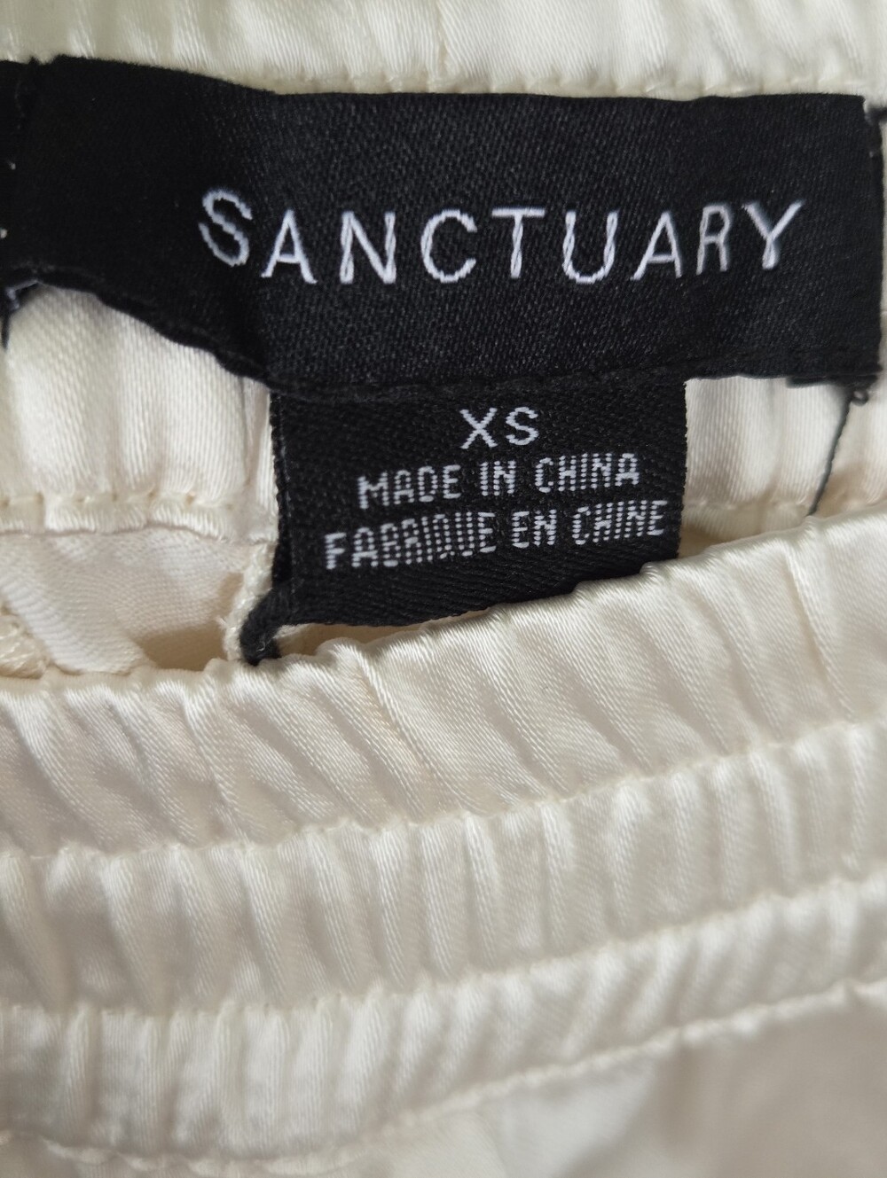 Sanctuary Satin Track Pants XS Ivory Black Stripe Relaxed Straight Sporty Luxe - Picture 13 of 14